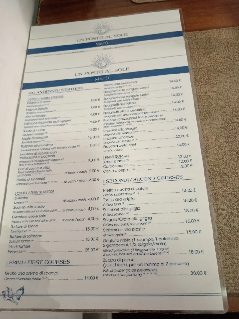 Menu_Ristorante Un Posto Al Sole Fiumicino_Fiumicino-Isola Sacra_image_3