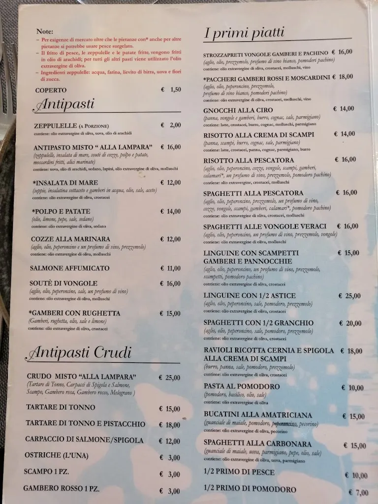 Menu_Ristorante La Lampara da Ciro_Fiumicino-Isola Sacra_immagine_2