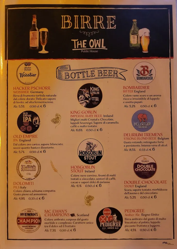 Menu_The Owl Public House_Fiumicino-Isola Sacra_image_2