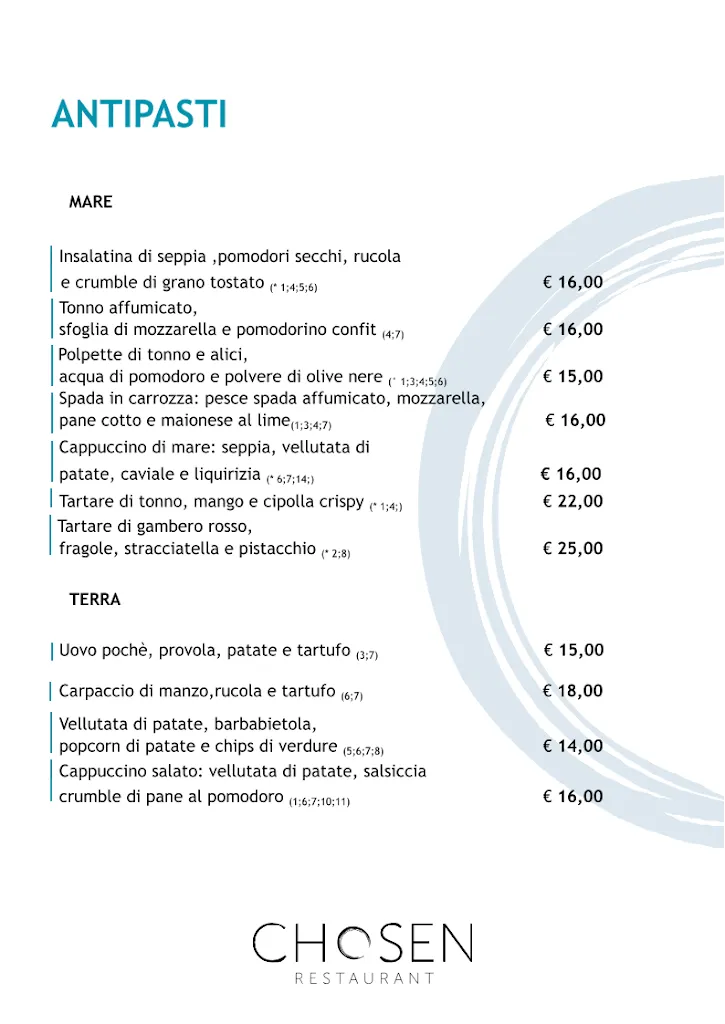 Menu_Chosen Restaurant_Fondi_immagine_1