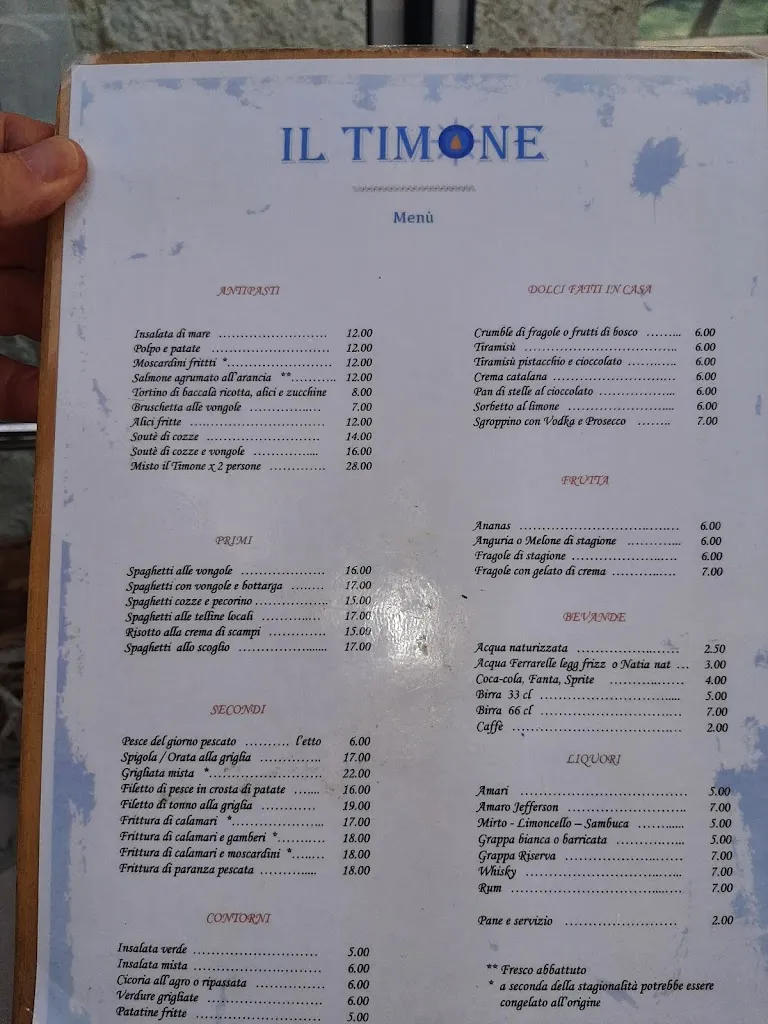 Menu_Il Timone - Trattoria di pesce - Fregene _Fregene_image_1