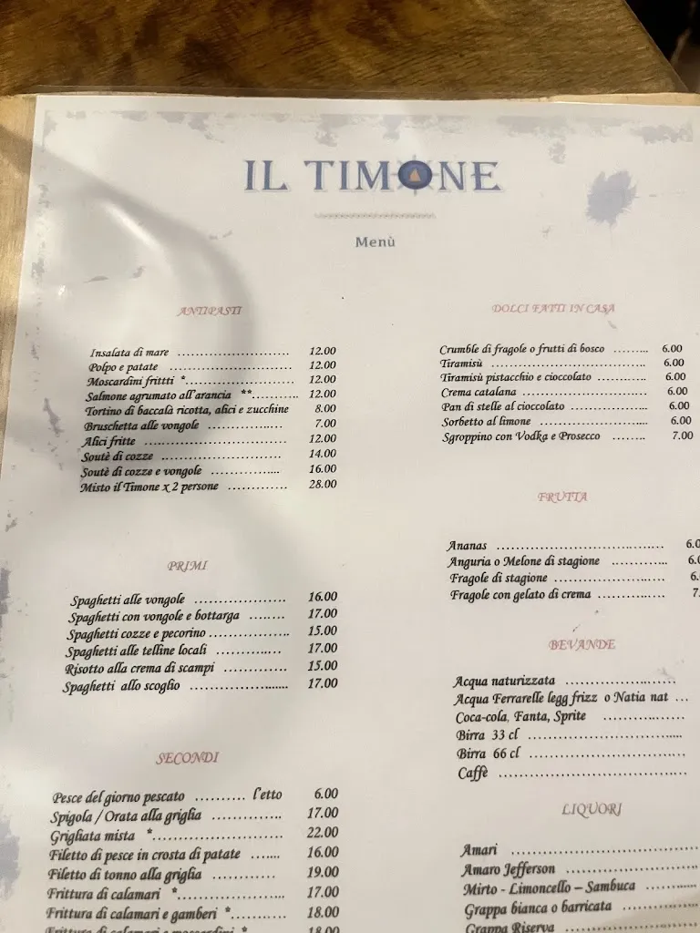 Menu_Il Timone - Trattoria di pesce - Fregene _Fregene_image_2