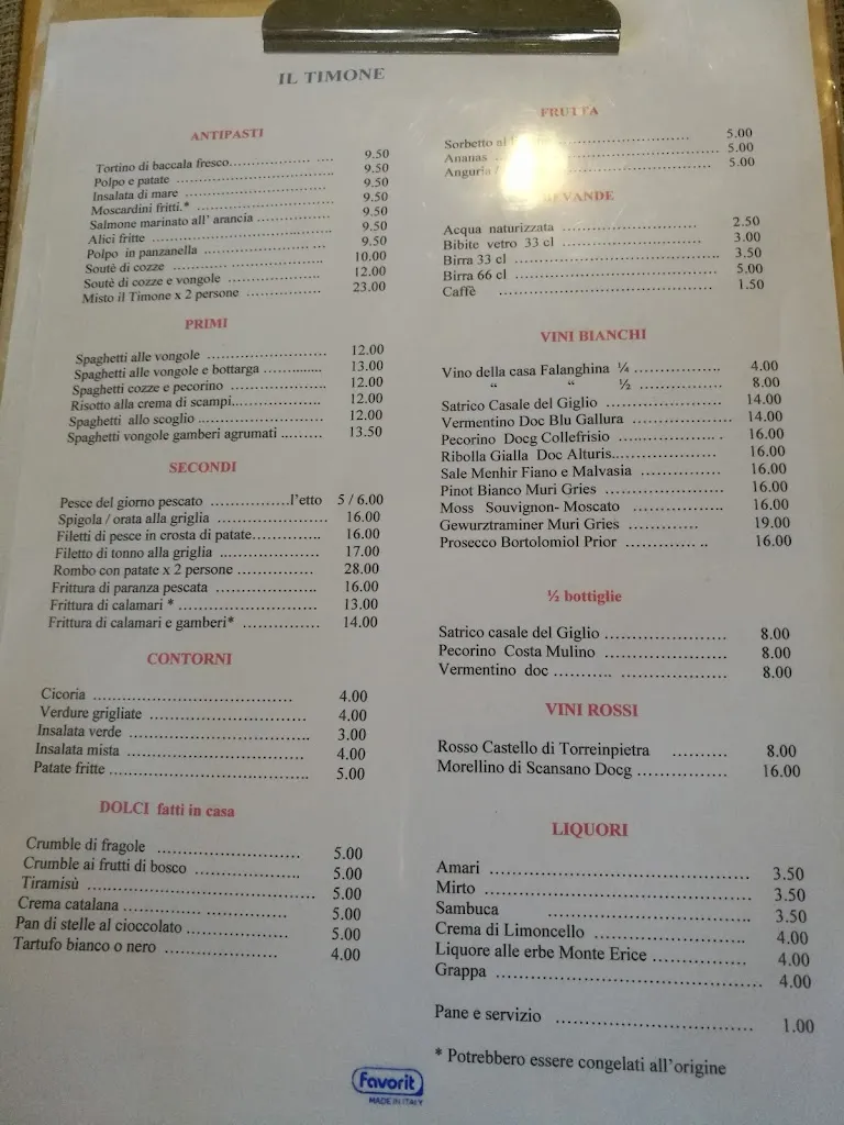 Menu_Il Timone - Trattoria di pesce - Fregene _Fregene_image_3