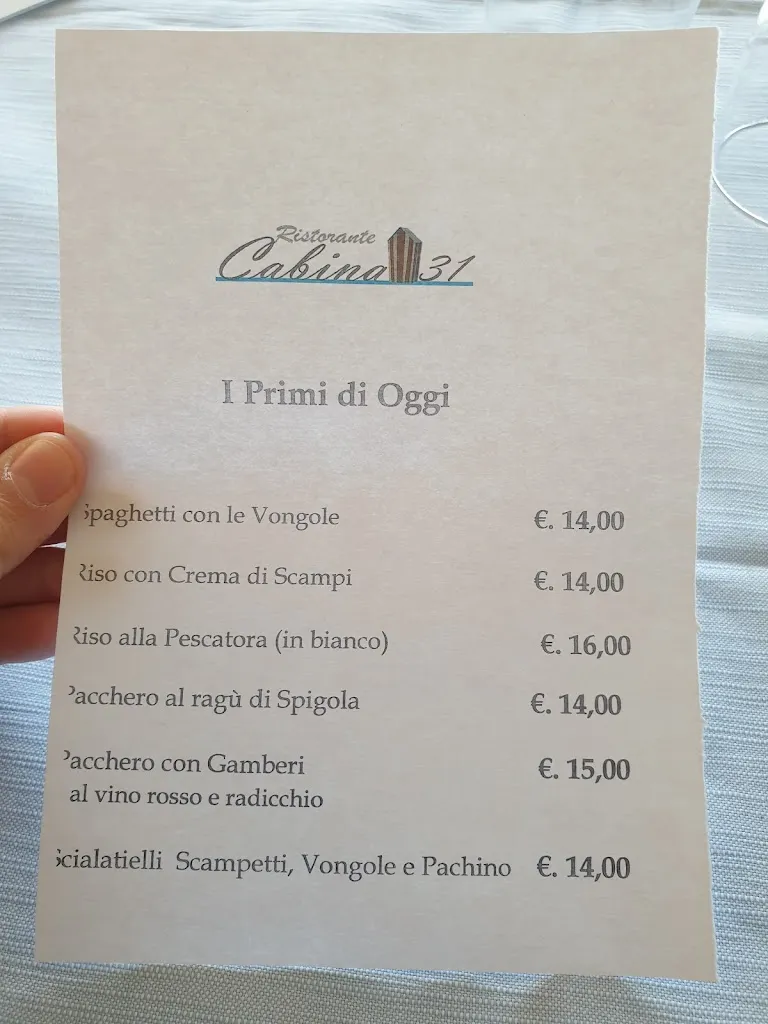 Menu_Cabin Restaurant 31_Fregene_image_1