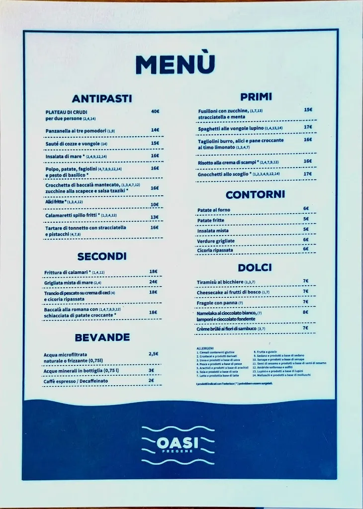 Menu_Ristorante Oasi Fregene_Fregene_image_1
