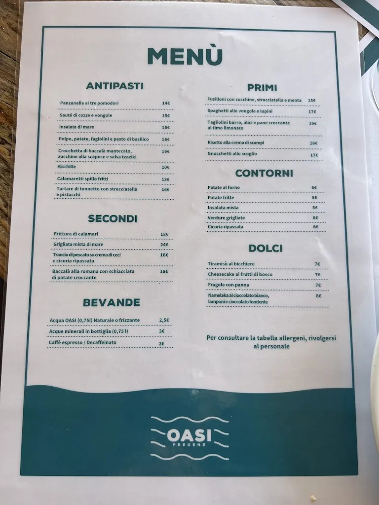 Menu_Ristorante Oasi Fregene_Fregene_image_2