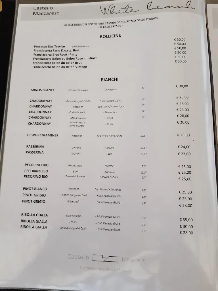 Menü_Castello Miramare Maccarese_Fregene_Bild_2