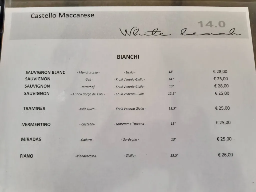 Menü_Castello Miramare Maccarese_Fregene_Bild_3