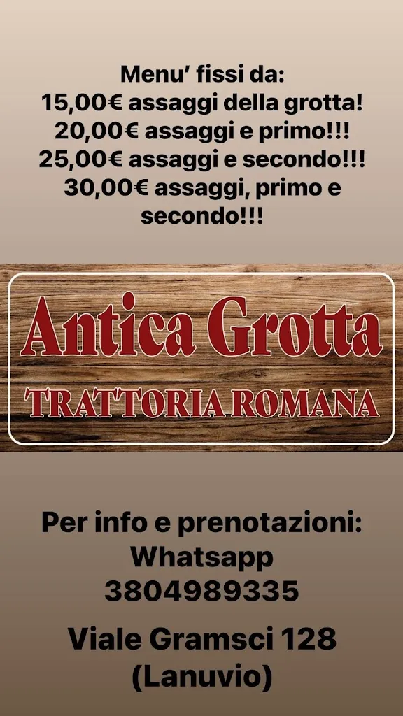 Menu_Antica Grotta Lanuvio - Trattoria Romana_Lanuvio_image_1