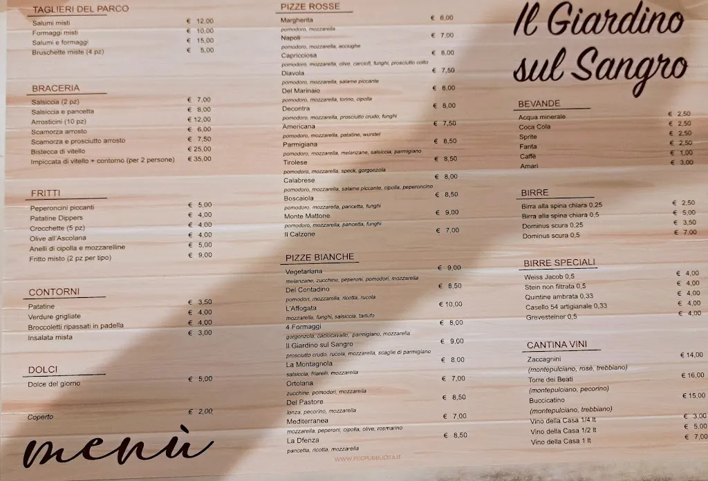 Menu_Pizzeria Il Giardino Del Sangro_Villetta Barrea_image_1