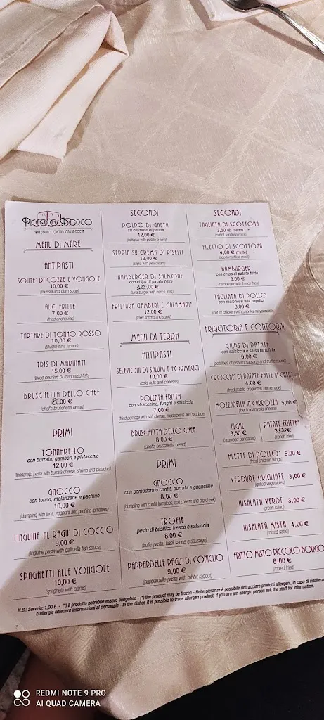 Menü_Pizzeria Ristorante Piccolo Borgo_Minturno_Bild_3