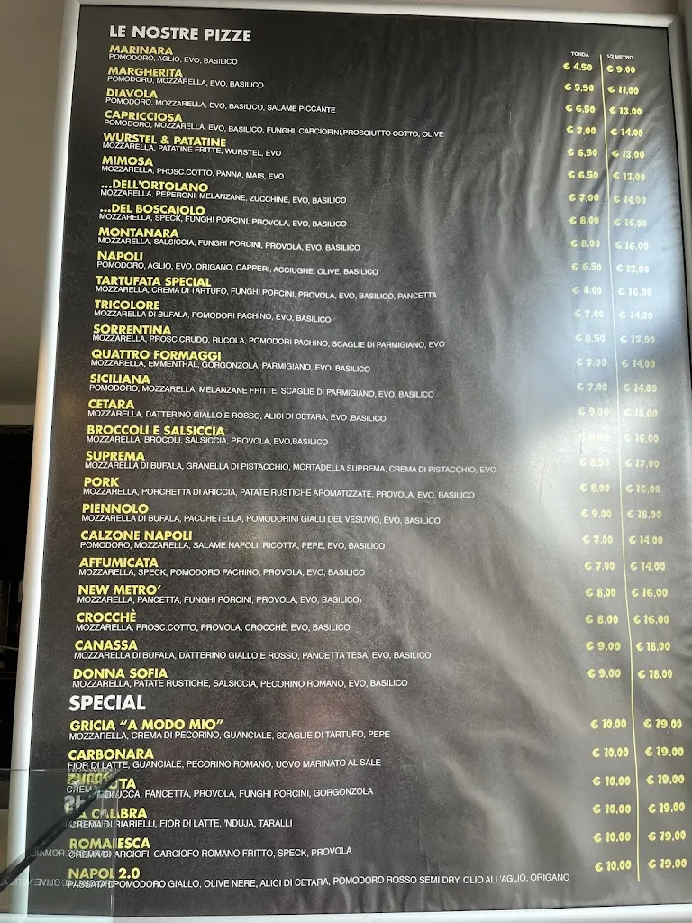 Menu_pizzeria rosticceria NEW METRO' _Minturno_immagine_1