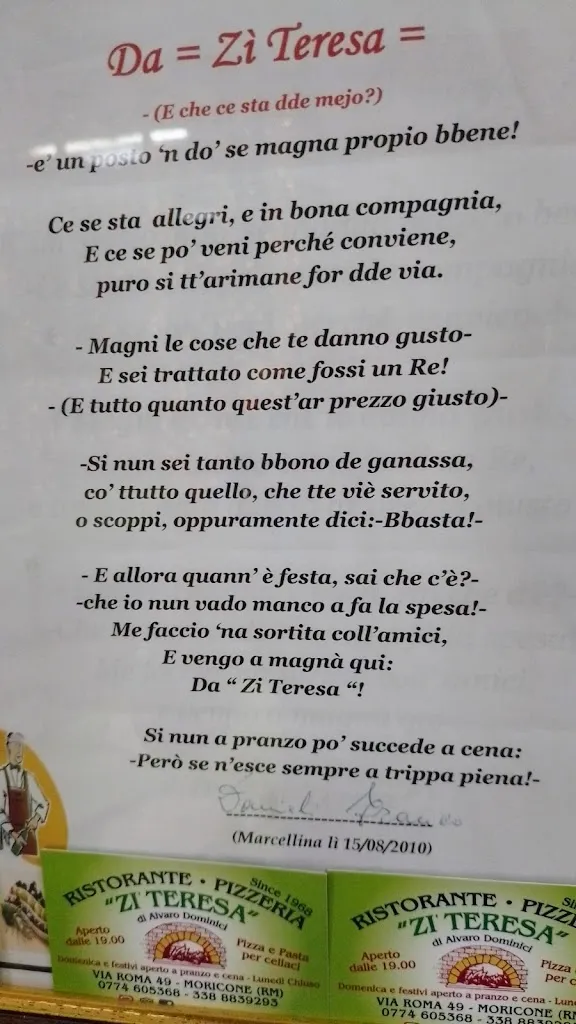 Menu_Pizzeria Zia Teresa Moricone Alvaro_Moricone_image_1