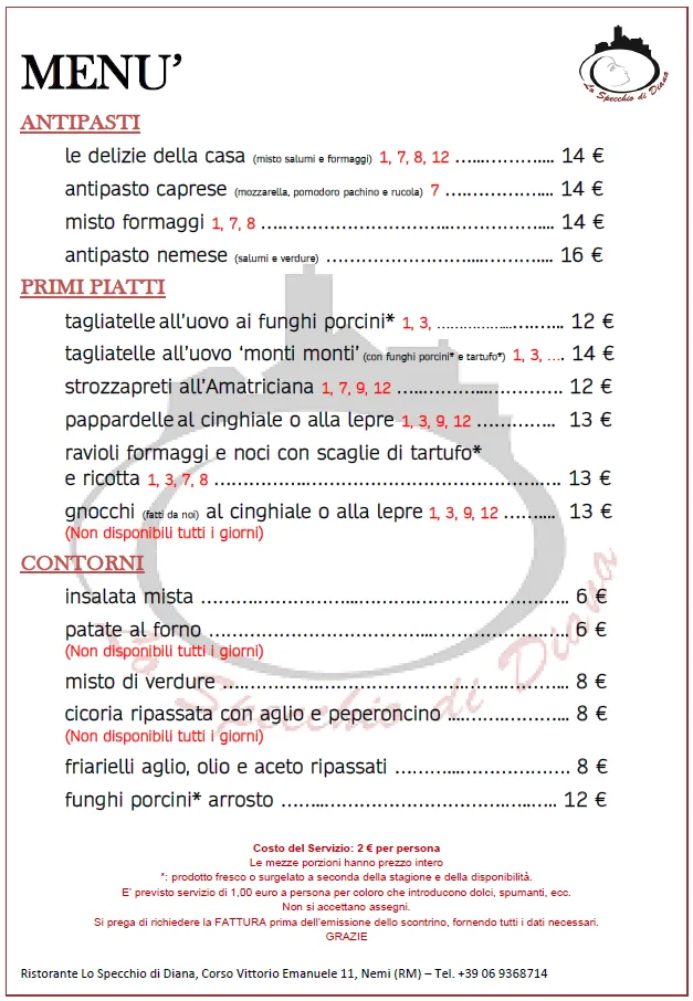 Menu_Ristorante e Albergo Diffuso Lo Specchio di Diana_Nemi_immagine_1
