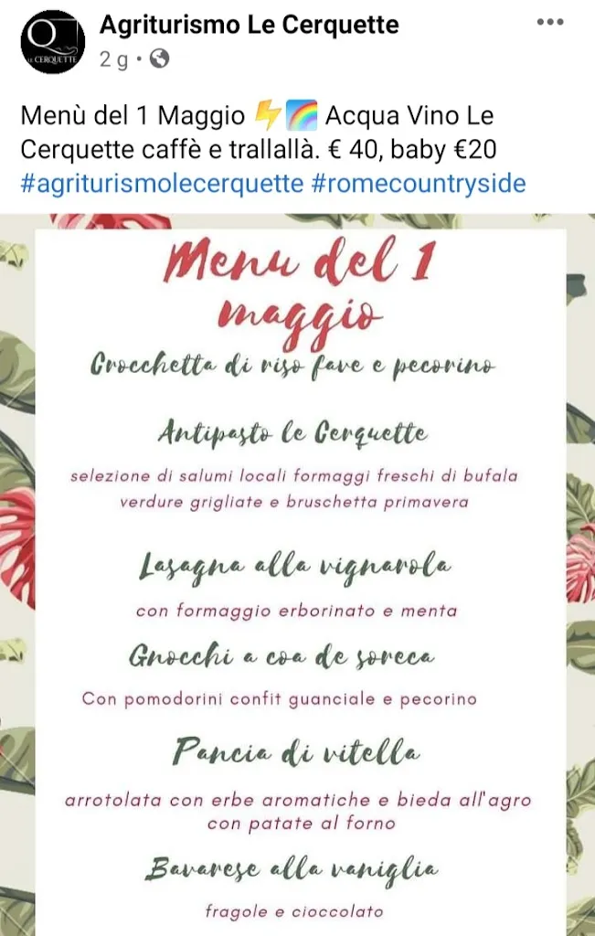 Menu_Agriturismo Le Cerquette Olevano Romano_Olevano Romano_image_1