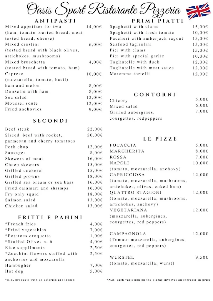 Menu_Oasis Sport a Pescia Romana_Pescia Romana_image_1