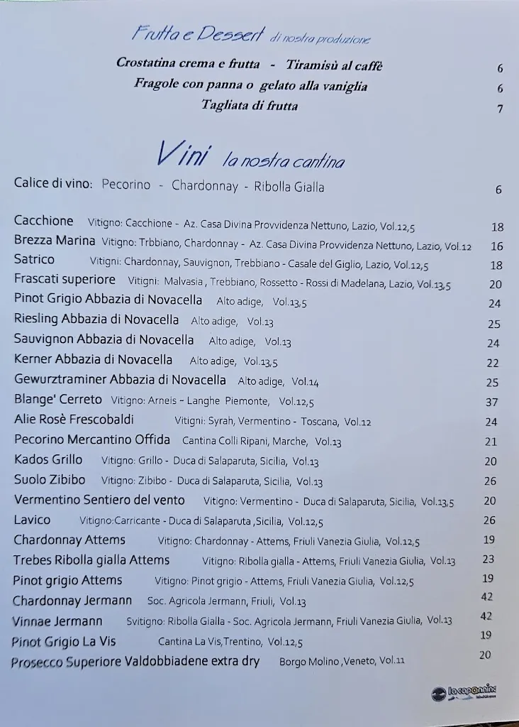 Menu_La Capannina Stabilimento Balneare - Ristorante - Location Matrimoni - Rito Civile_Passoscuro_image_1