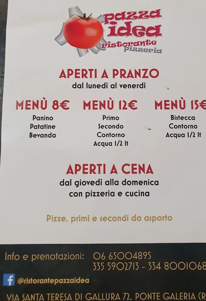 Menu_Pazza Idea Ristorante Pizzeria_Ponte Galeria-La Pisana_image_1
