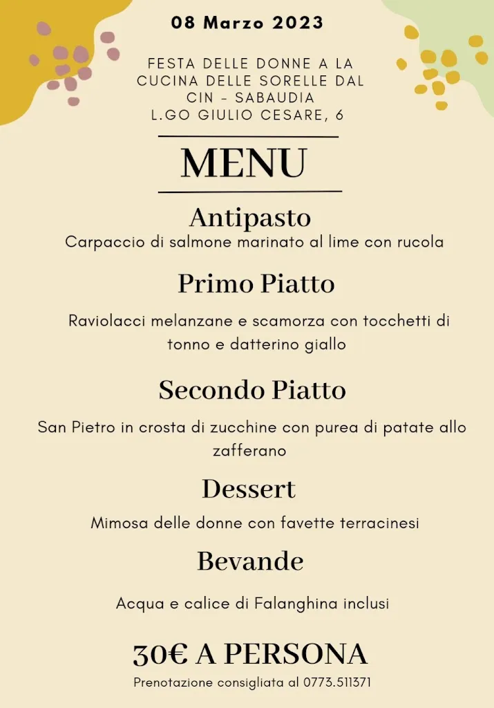 Menu_La Cucina - Sorelle Dal Cin_Sabaudia_image_1