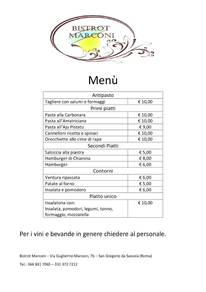 Menu_Bistrot Marconi Caffé & Gastronomia_San Gregorio da Sassola_image_1