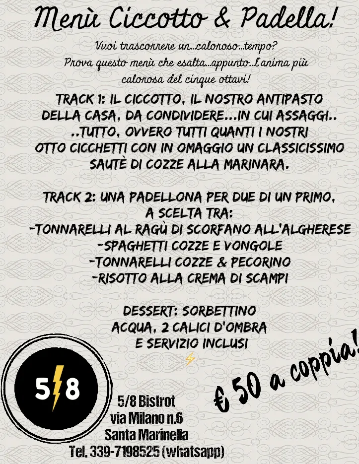 Menu_5/8 bistrot_Santa Marinella_image_1