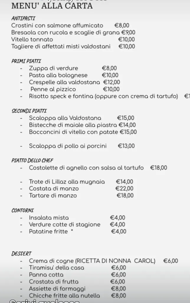 Menu_LA MINE - TRATTORIA- BAR & PUB- PIZZERIA_Cogne_immagine_1