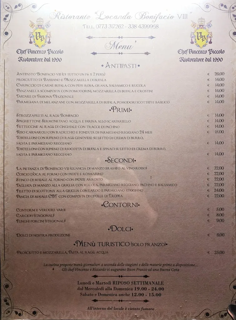 Menu_Ristorante locanda Bonifacio VIII_Sermoneta_immagine_1