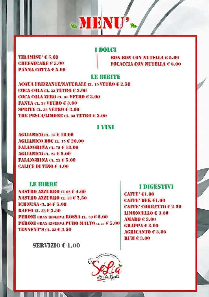 Menu_SeLià - Oltre la Bontà - Trattoria - Pizzeria - Paninoteca_Spigno Saturnia Superiore_image_1