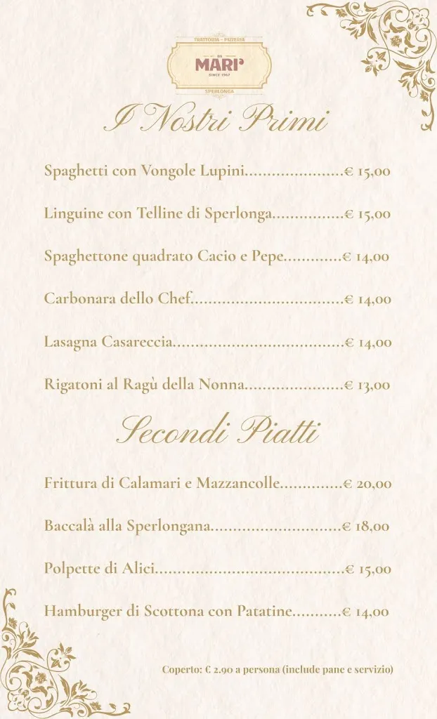 Menu_DA MARI' Since 1967 Trattoria - Pizzeria_Sperlonga_image_3