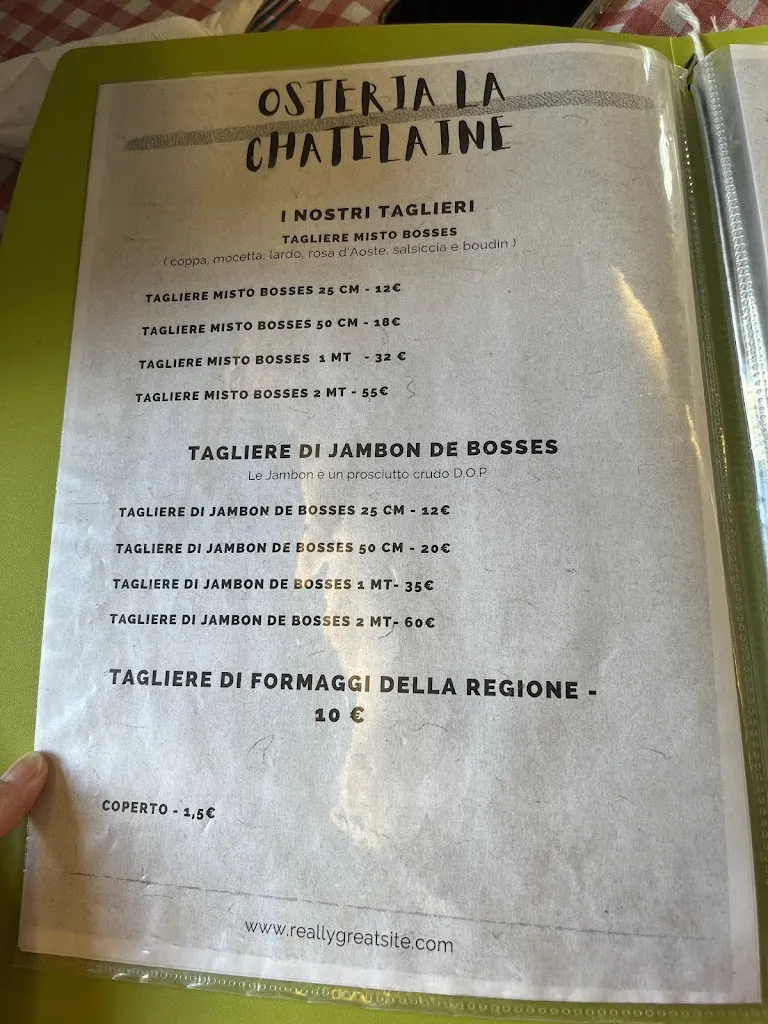 Menu_La Chatelaine osteria dell'ora tarda_Fénis_image_1