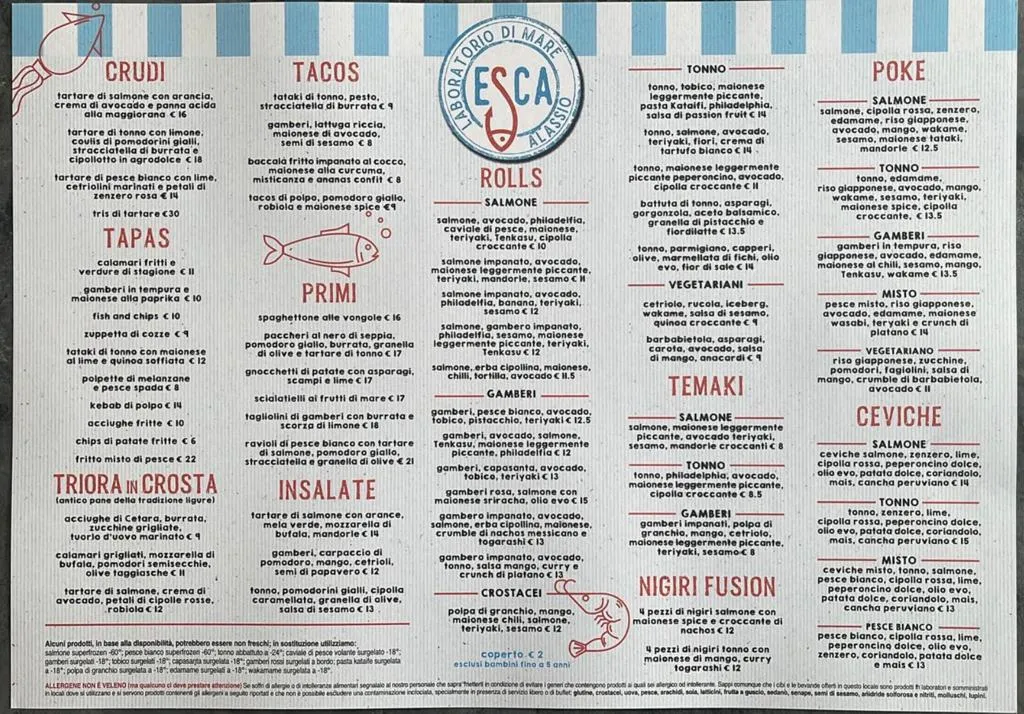 Menu_Esca - Laboratorio di mare Alassio_Alassio_image_1