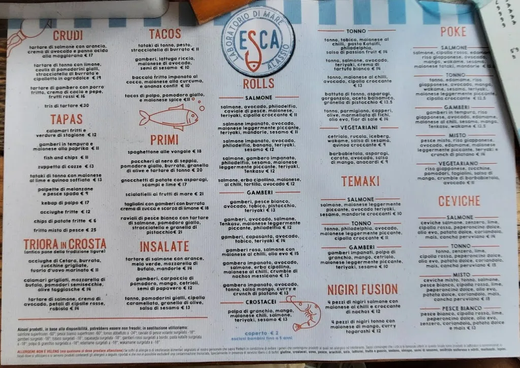 Menu_Esca - Laboratorio di mare Alassio_Alassio_image_2
