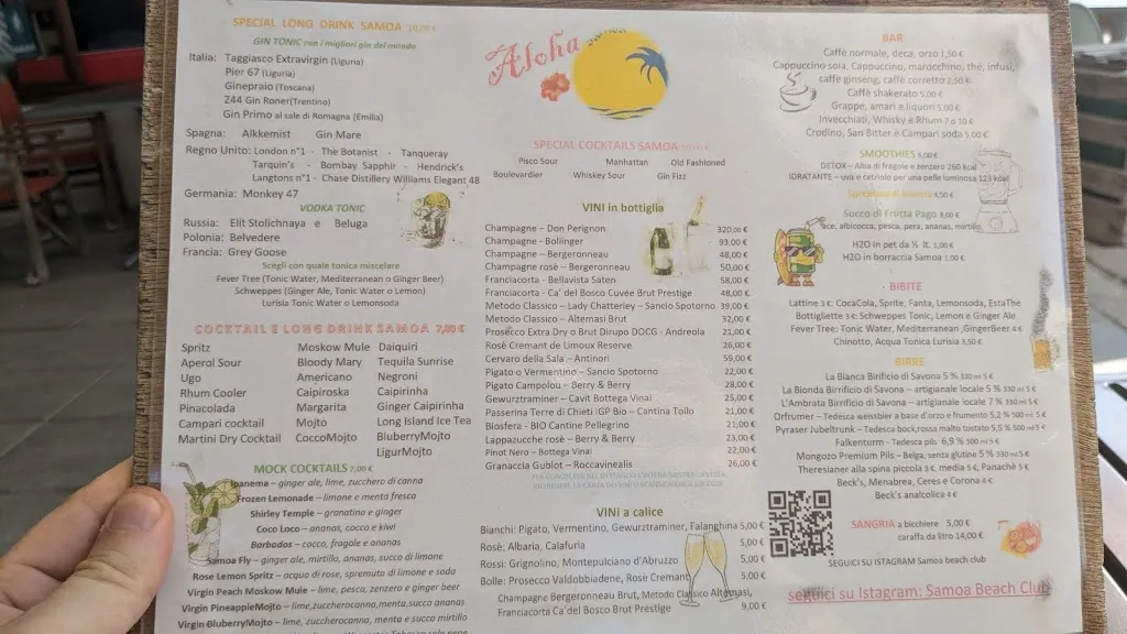 Menu_Samoa Beach & Restaurant_Bergeggi_image_1