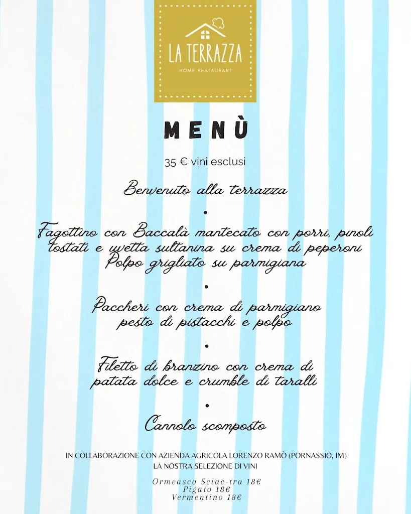 Menu_La terrazza - Home restaurant_Boissano_image_1