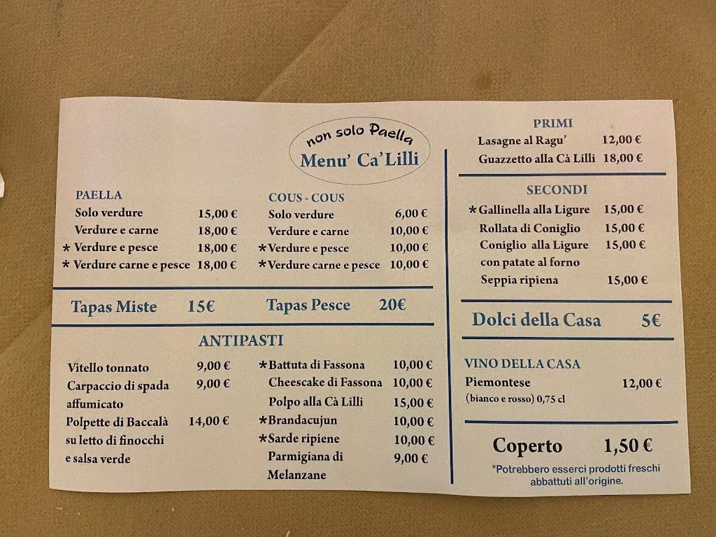 Menu_Ca' Lilli - Non solo Paella_Boissano_immagine_3