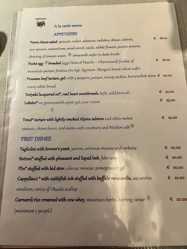 Menu_RESTAURANT PIERRE ALEXIS 1877_Courmayeur_immagine_2