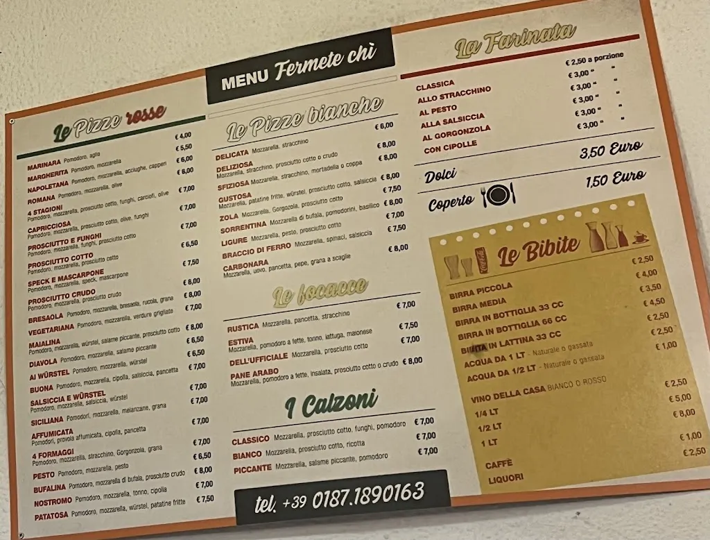 Menü_Ristorante Pizzeria “Fermete Chi”_Borghetto di Vara_Bild_1
