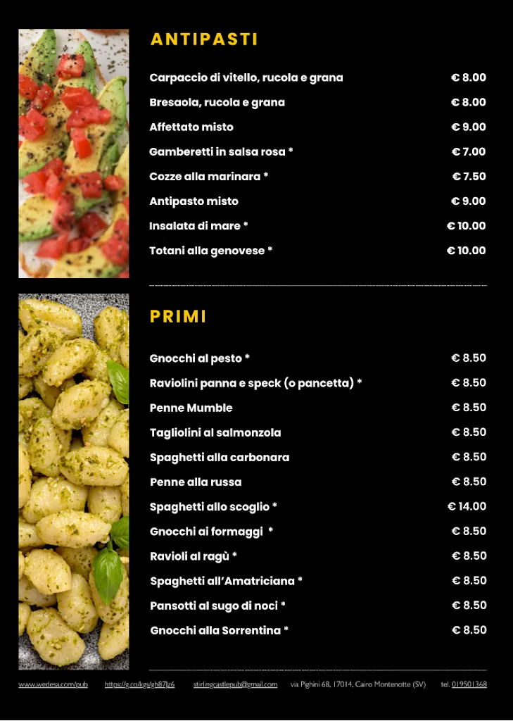 Menu_Stirling Castle_Cairo Montenotte_image_3