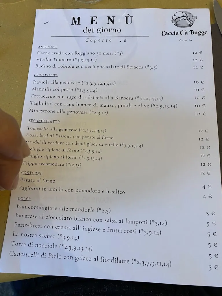 Menü_Caccia ca bugge_Campo Ligure_Bild_1