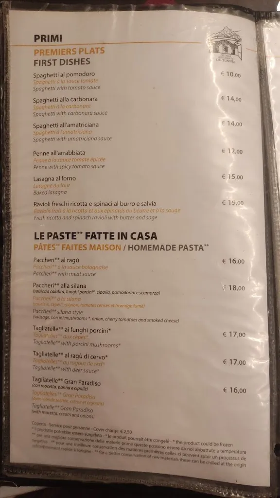 Menu_Pizzeria Ristorante du Tunnel_Courmayeur_image_4