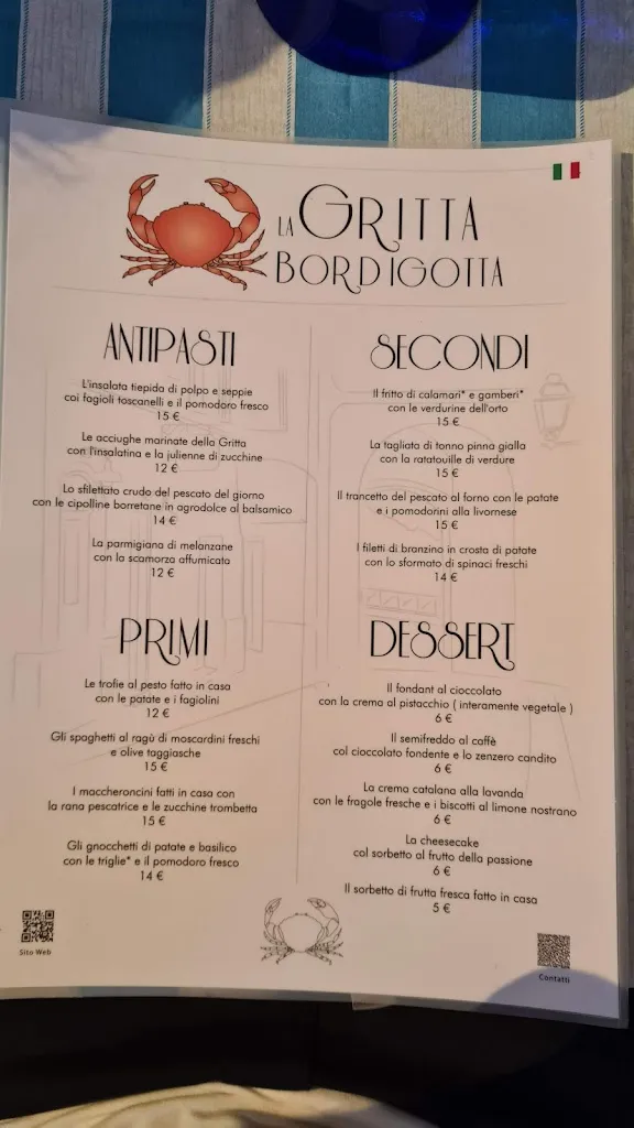 Menu_La Gritta Bordigotta_Bordighera_image_1