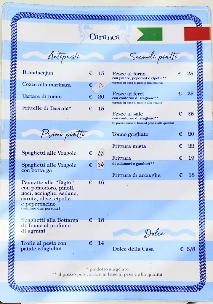 Menu_Bagni Caranca - Ristorante Caranca_Bordighera_immagine_1