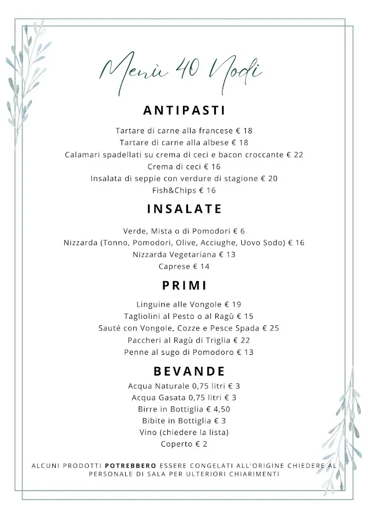 Menu_40 Nodi Restaurant Lounge Bar_Bordighera_image_1