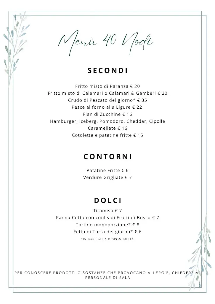 Menu_40 Nodi Restaurant Lounge Bar_Bordighera_image_3