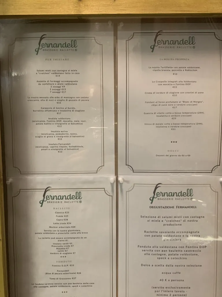 Menu_Fernandell Brasserie Raclette_Courmayeur_immagine_2