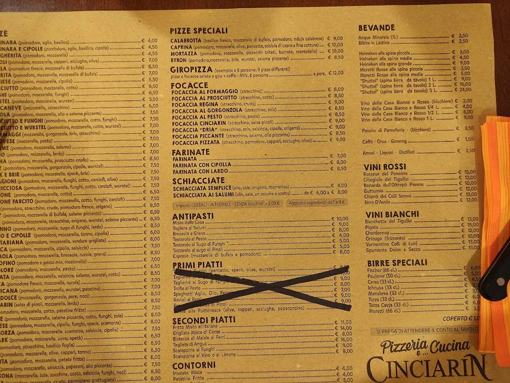 Menu_Cinciarin Pizzeria & Restaurant_Casarza Ligure_image_1