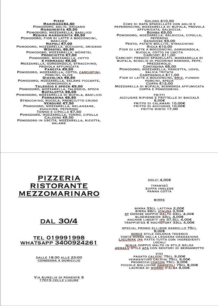Menu_Pizzeria Mezzomarinaio Celle_Celle Ligure_image_1