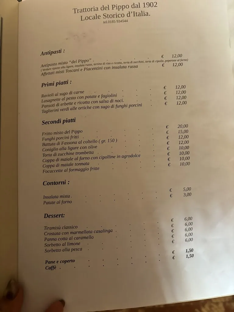 Trattoria del Pippo da Ugo restaurant in Neirone