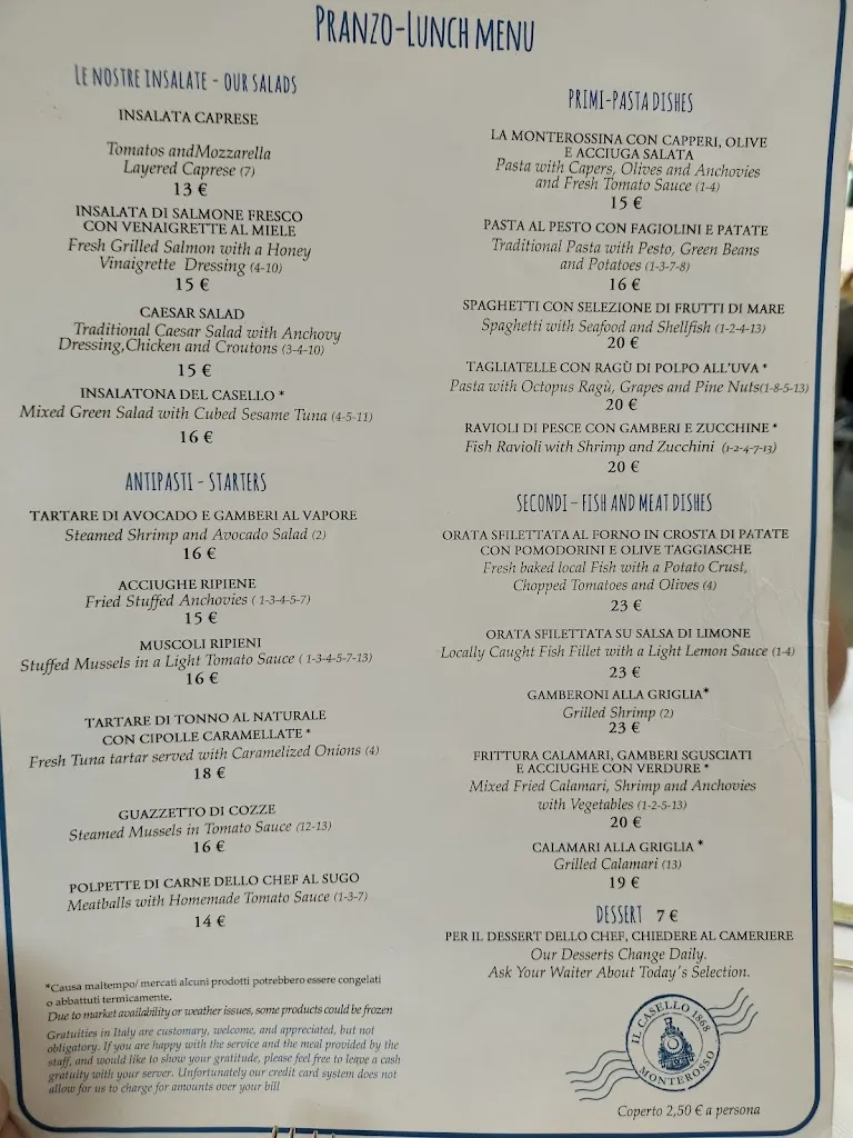 Menu_Il Casello_Monterosso al Mare_image_1