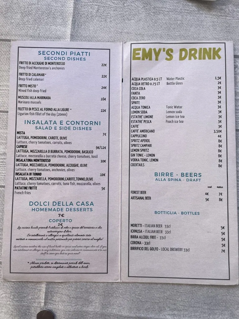 Menu_EMY'S WAY Ristorantino Frizzeria_Monterosso al Mare_image_4